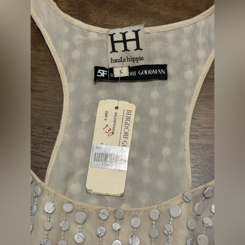 Haute Hippie Sequin Beaded Silk Tank Top | NWT | Size L - Picture 9 of 11